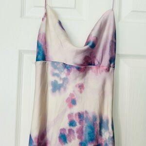 NWT Zara Purple Silky Tie-Dye Dress